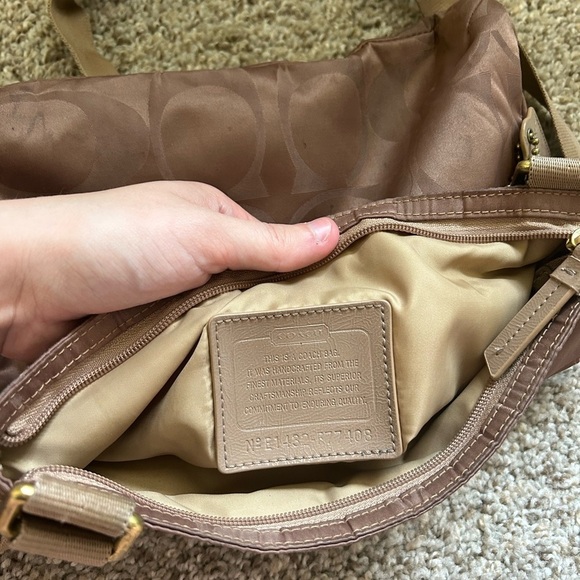 Coach Signature Getaway Nylon File Crossbody Shoulder Bag Brown Travel Pocket - Picture 5 of 11